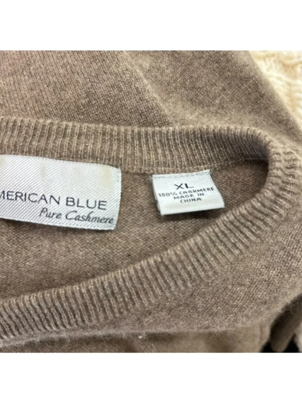 American Blue Pure Cashmere Sweater Mens XL Geometric Pattern V-Neck Long Sleeve